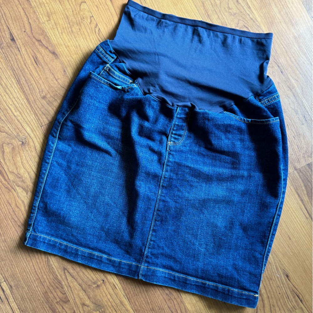 Motherhood Maternity Blue Pencil Skirt Casual Knee-Length